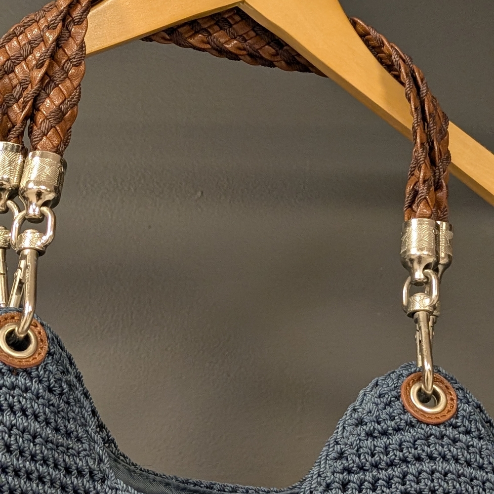 The Sak Navy Woven Shoulder Bag with Tan Details - Picture 4 of 9